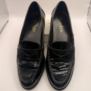 Women's Lauren Ralph Lauren Black Patent Leather Loafers 7.5